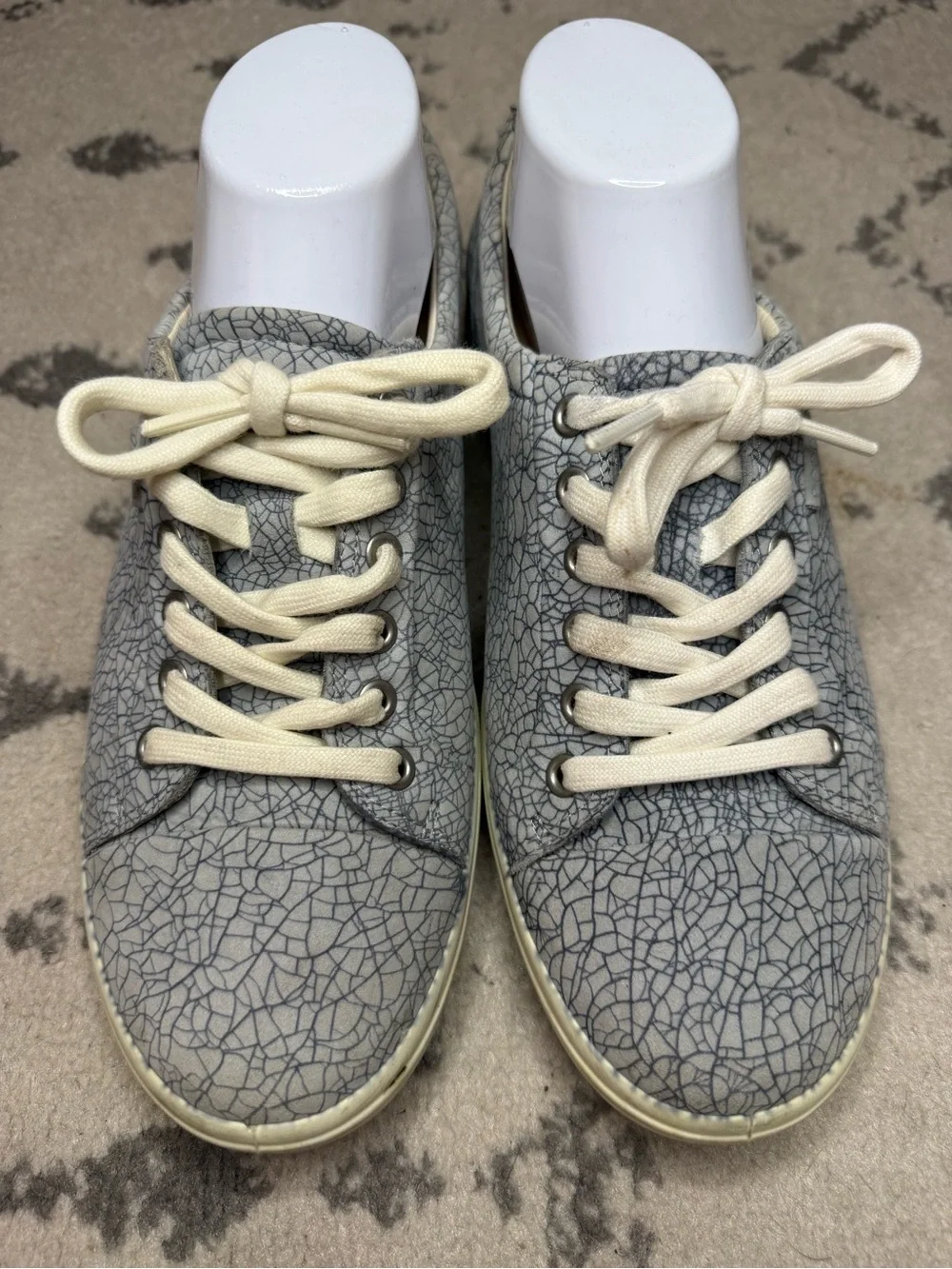 ECCO Soft Nubuck Printed Grey Leather Casual Lace Up Sneakers